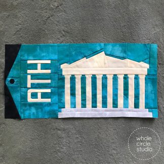 Parthenon in Athens, Greece quilt block. Foundation paper piecing (FPP) quilt. Available at wholecirclestudio.com