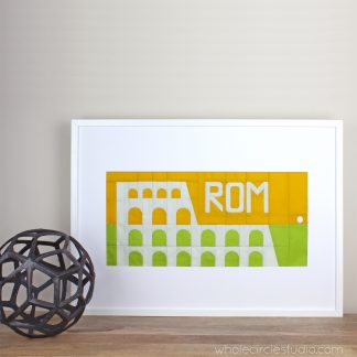 Colosseum in Rome, Italy quilt block. (framed art) Foundation paper piecing quilt. Available at wholecirclestudio.com