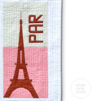 detail of Around the World quilt — Eiffel Tower / Paris, France quilt block. Foundation paper piecing quilt. Available at wholecirclestudio.com