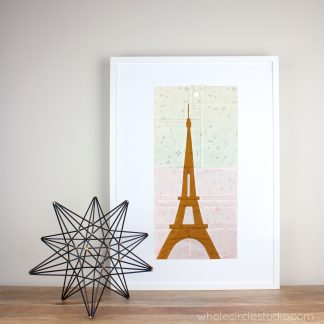 Eiffel Tower in Paris, France quilt block. (framed art) Foundation paper piecing quilt. Available at wholecirclestudio.com