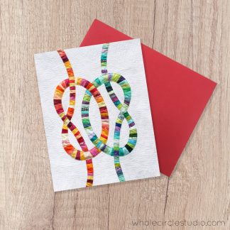 Double Wedding Knots note card. A fun blank greeting card perfect for a Anniversary, Wedding, Valentine's Day, thinking of you, get well soon or just because card! Photographed from the modern quilt and pattern by Sheri CIfaldi-Morrill of Whole CIrcle Studio