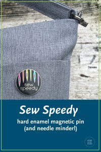 Show your loving of sewing off to the world with this enamel magnetic pin (and needle minder). When you're not using your sewing needles, let this sturdy magnetic enamel needle keeper hold them for you! Great for when you're doing handwork on the couch, in the car or on the go. Leave it next to your sewing machine to hold your used needles until you can properly dispose of them. It's also a handy tool to have when you inevitably drop your needles or pins and need something magnetic to pick them up!