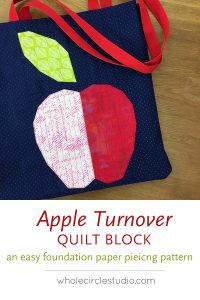 Make this fresh, modern quilt for your home! Apple Turnover s a fun, foundation paper piecing pattern. Download the PDF pattern — instructions included for four sizes: mini, table runner, wall and throw. Use your scraps from your fabric stash, your favorite fat eighths, fat quarters, and yardage! 