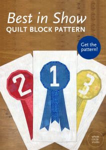 Best in Show is an easy foundation paper piecing quilt pattern for the confident beginner/intermediate quilter. This pattern is a great way to showcase your favorite print fabric— fussy cut and use those cute novelty prints! Instructions given for: mini quilt, runner, wall quilt, and throw quilt. Use what you have in your stash and make it scrappy or grab your favorite fat eighth or fat quarter fabric. Pattern by Whole Circle Studio.