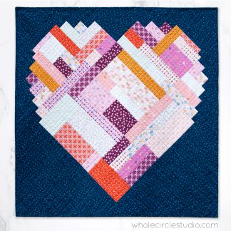 Pieces of Love is an easy, confident-beginner quilt pattern. Make the perfect wedding, engagement, anniversary or friendship gift. It’s also super sweet for a baby or kid. Instructions in 3 sizes, including throw and queen. Fat Eight, Fat Quarter, and scrappy friendly! Available at wholecirclestudio.com
